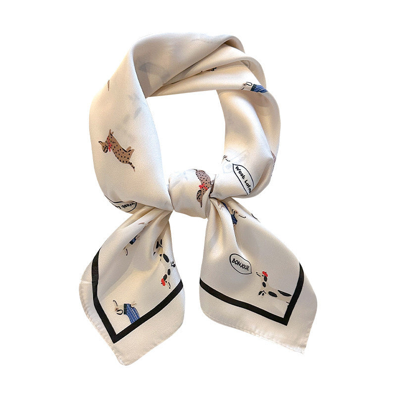 Fashionable High-End Silk Scarf Sun Protection Women's Printed Square Scarf Versatile Light Luxury Silk Scarf Hair Accessory Elegant Neck Scarf