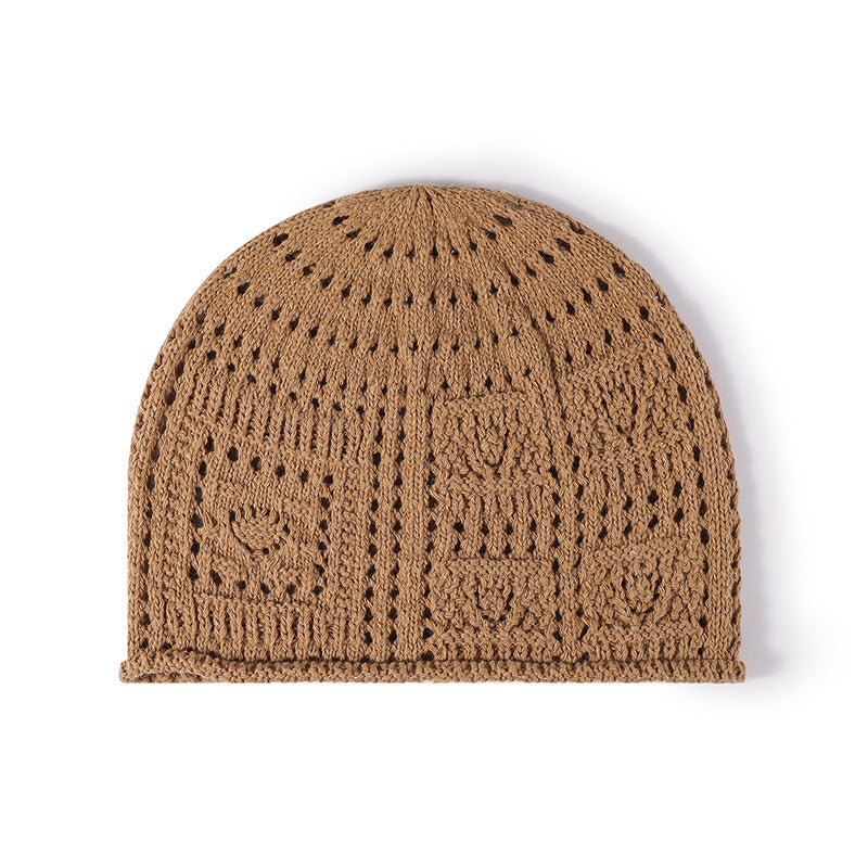 Handmade Crochet Hollow Knitted Beanie for Women, Summer New Fashion Versatile Travel Knitted Wool Hat