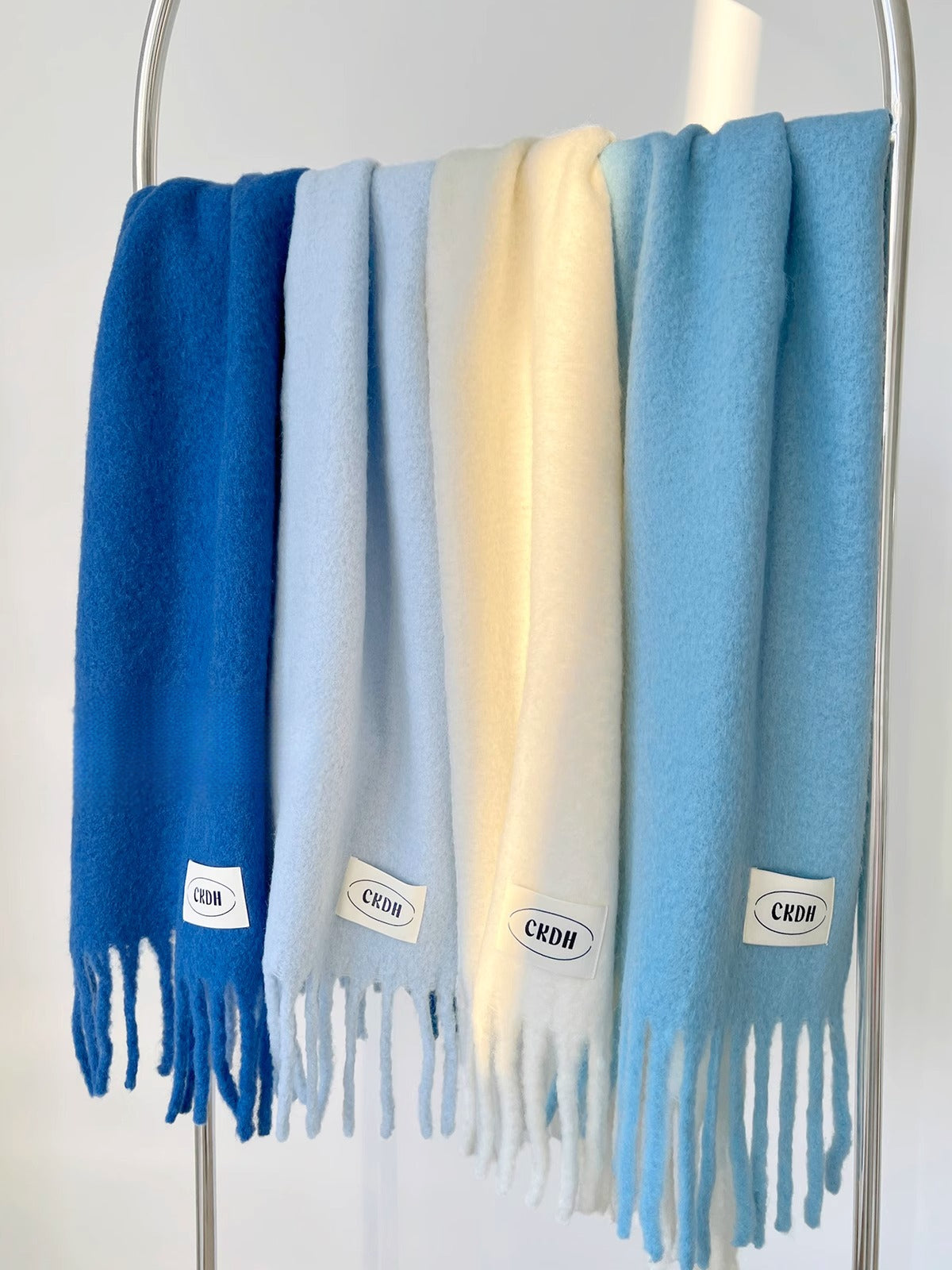 Atmospheric Wool Simple Solid Color Scarf for Women Iceland Blue Autumn Winter Warm Versatile European and American Style Mohair Shawl