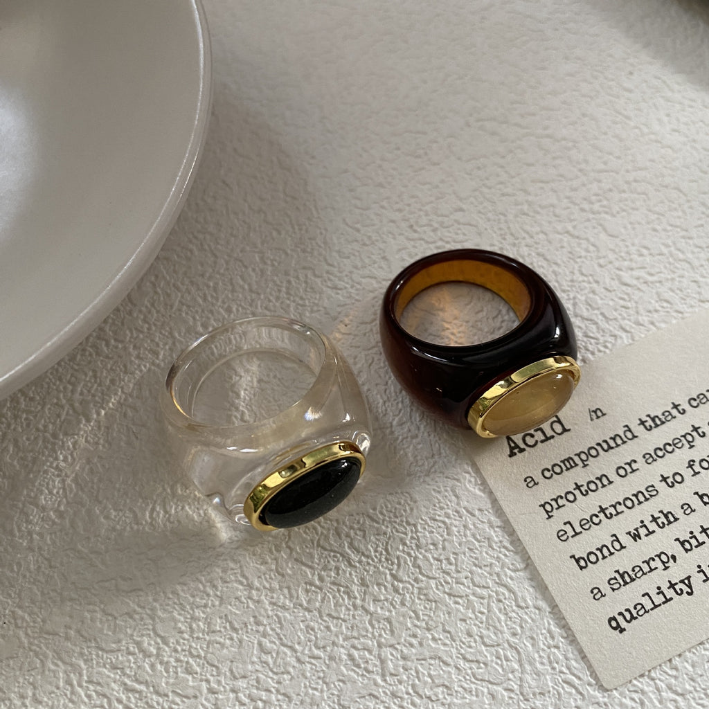 Vintage Simple Resin Brown Ring