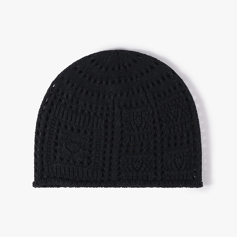 Handmade Crochet Hollow Knitted Beanie for Women, Summer New Fashion Versatile Travel Knitted Wool Hat