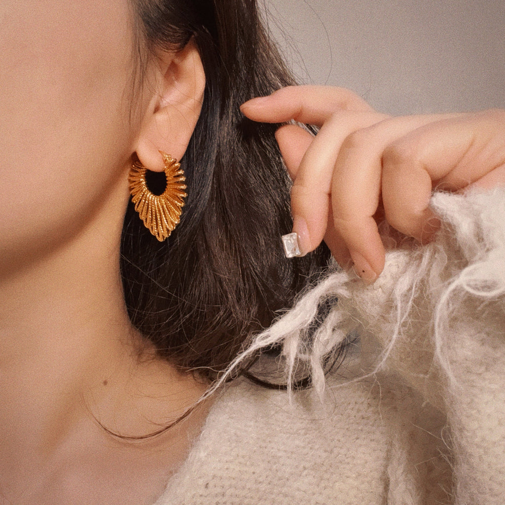 Golden Heart Line Earrings