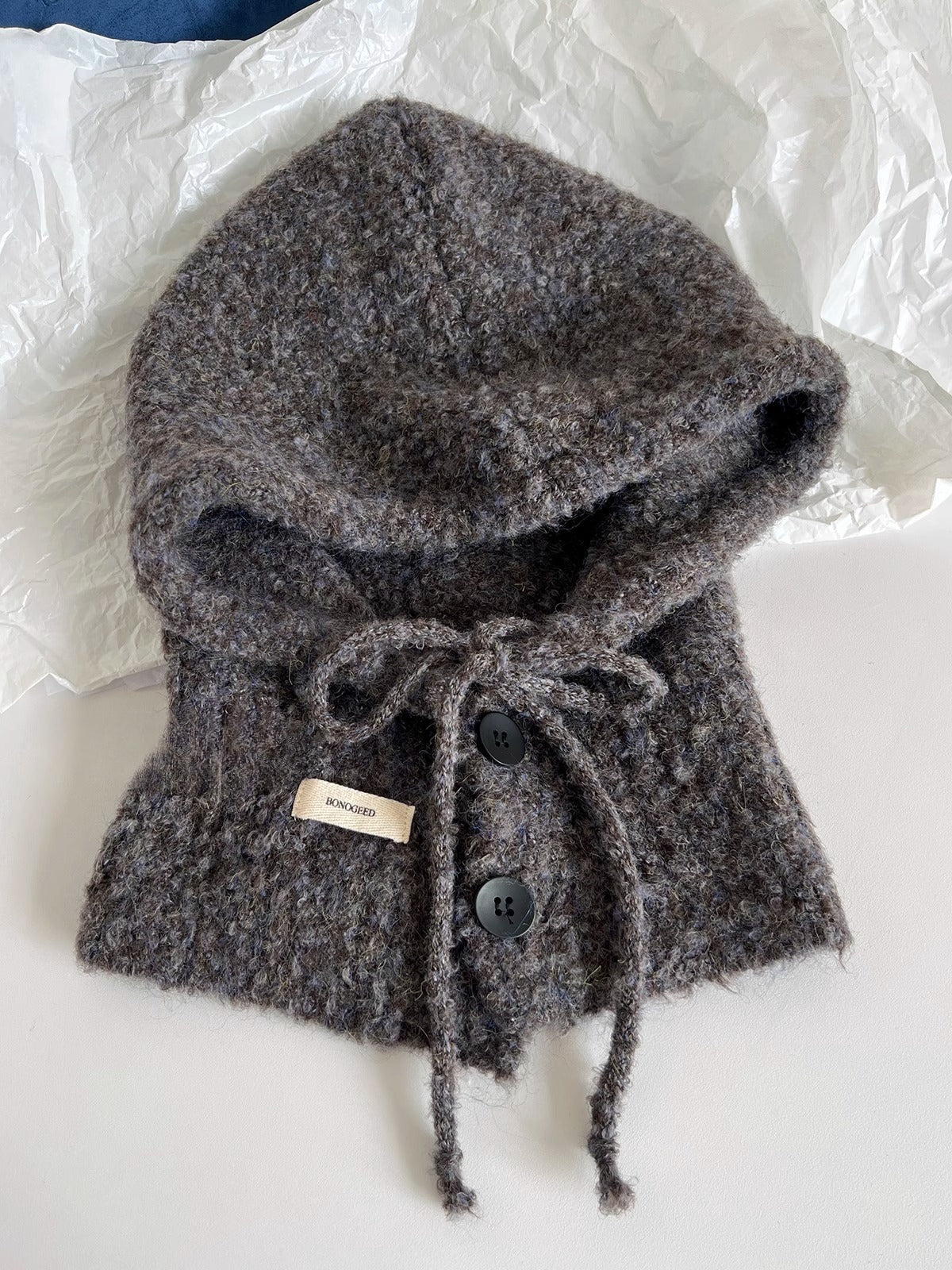 Fashionable High-end Balaclava Knitted Hat for Women, Autumn and Winter Versatile Neck Warmer Integrated Hat, Warm Head Wrap Hat