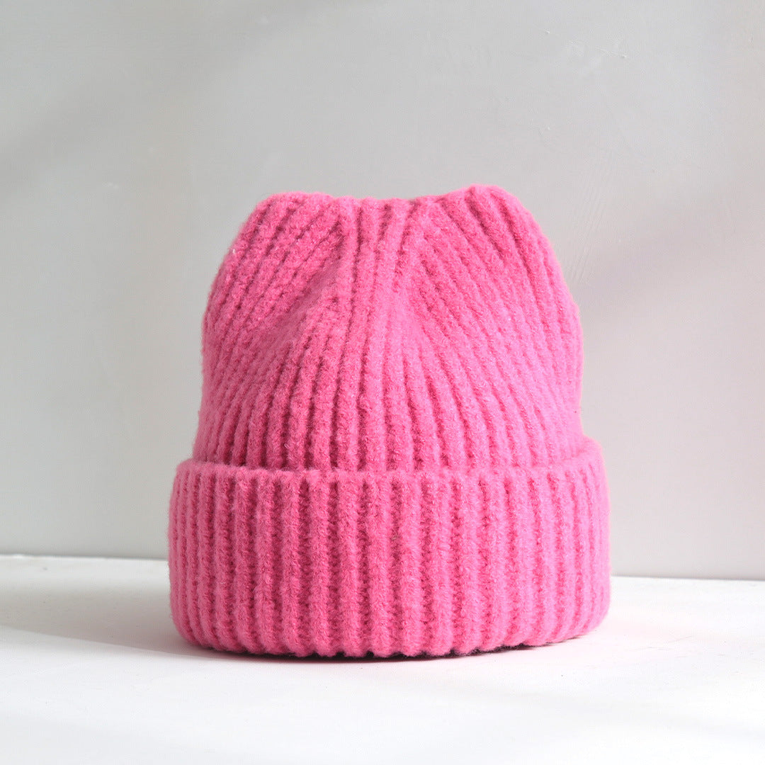 Cute Cat Ear Hat for Women, Autumn and Winter New Thickened Warm Knitted Hat, Korean Style Simple Fashion Wool Hat