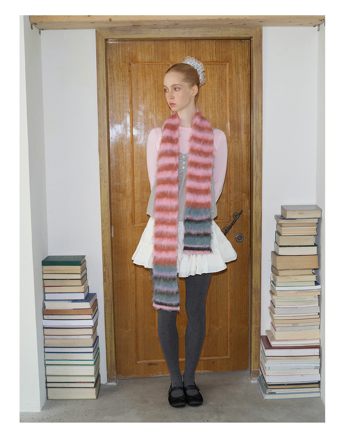 Korean Designer Custom Color-Block Striped Knitted Scarf for Women, Autumn and Winter, Niche, Thin, Soft, Soft Yarn Neck Warmer