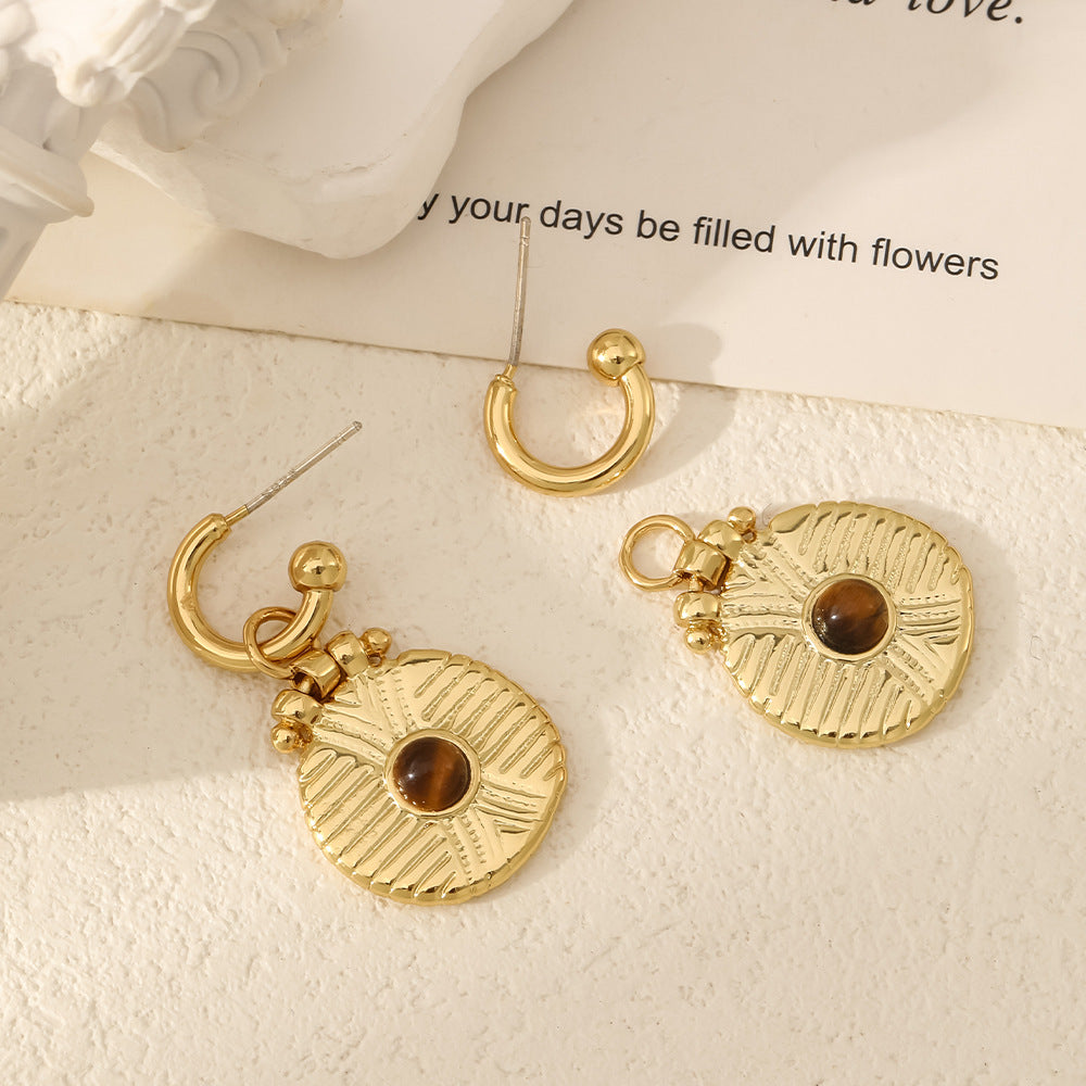 Tiger Eye Stone Exquisite Earrings