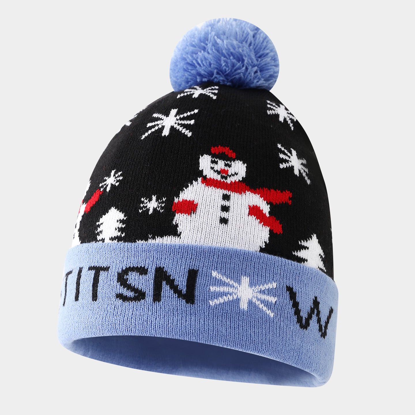 2025 Christmas Elements Snowman Reindeer Christmas Tree Turned Edge Pom Pom Knitted Hat Unisex Warm Ear Protection Yarn Hat