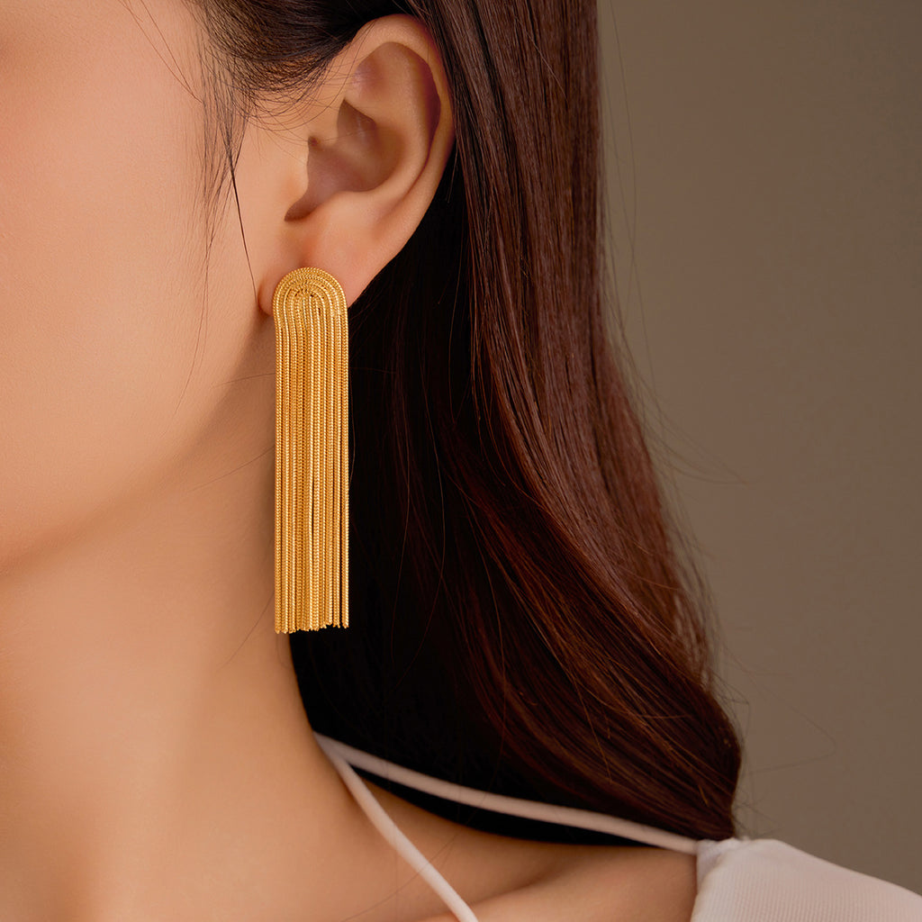 Long Stainless Steel Tassel Earrings