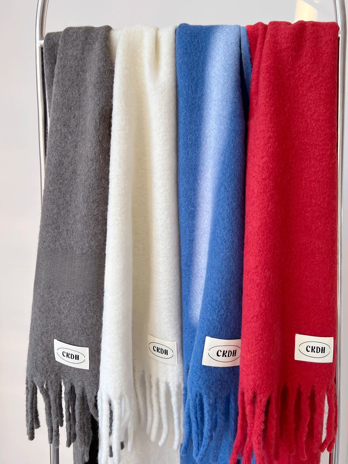 Atmospheric Wool Simple Solid Color Scarf for Women Iceland Blue Autumn Winter Warm Versatile European and American Style Mohair Shawl