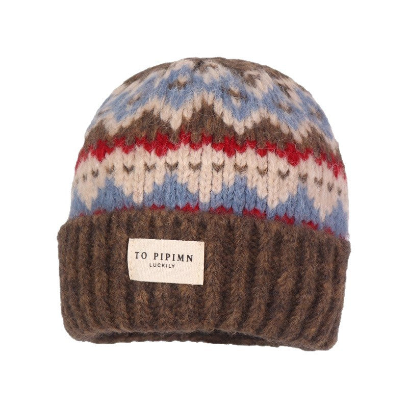 Vintage Atmosphere Knitted Wool Hat for Women, Loose Fit for Large Head Circumference, Warm Ear Protection Hat, Face Slimming Hat for Autumn and Winter