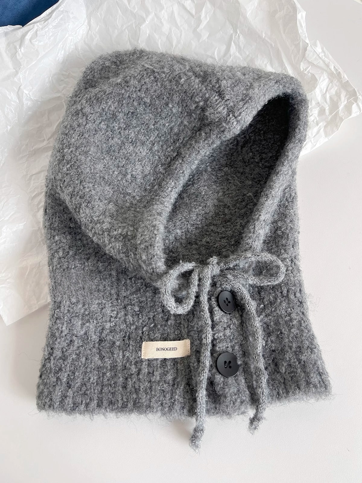 Fashionable High-end Balaclava Knitted Hat for Women, Autumn and Winter Versatile Neck Warmer Integrated Hat, Warm Head Wrap Hat
