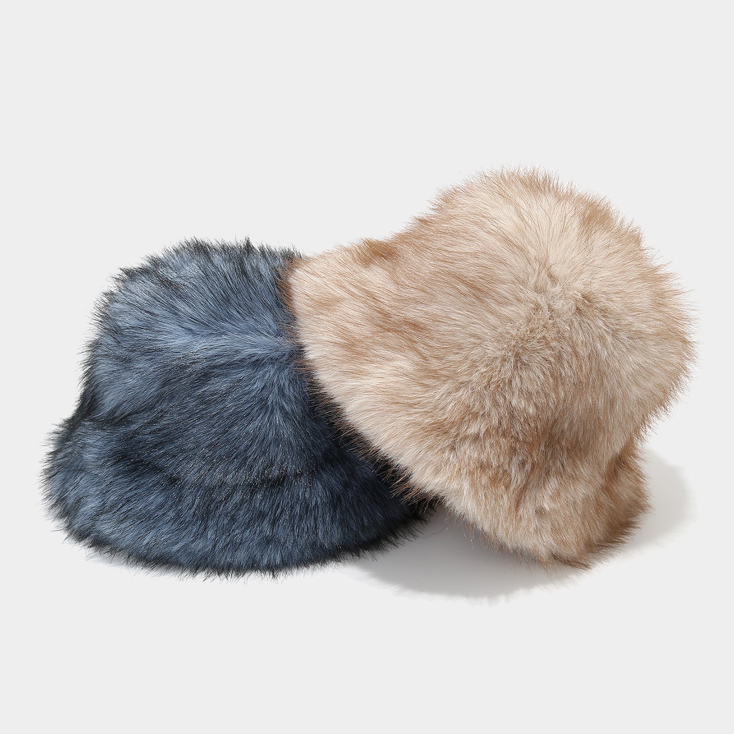 Autumn Winter Two-tone Long Hair Bucket Hat for Women Trendy Fluffy Feel Outdoor Warm Fisherman Hat for Autumn Winter