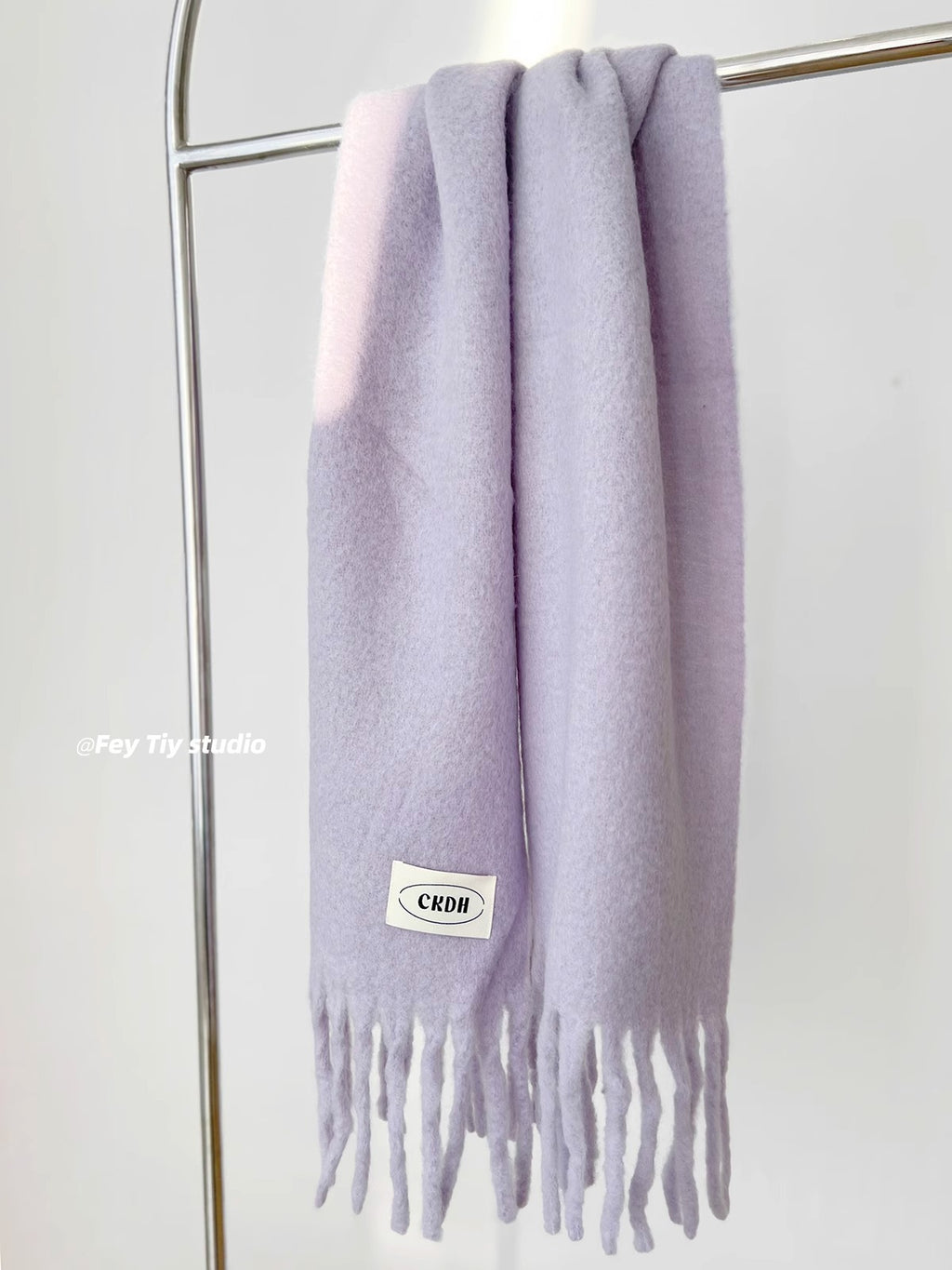 Atmospheric Wool Simple Solid Color Scarf for Women Iceland Blue Autumn Winter Warm Versatile European and American Style Mohair Shawl