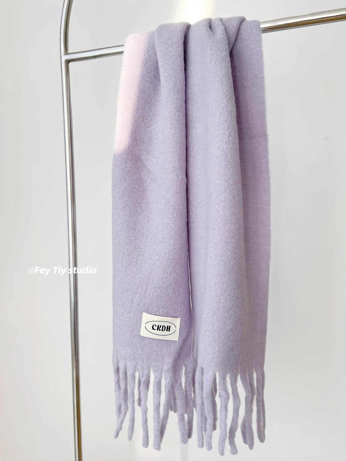 Atmospheric Wool Simple Solid Color Scarf for Women Iceland Blue Autumn Winter Warm Versatile European and American Style Mohair Shawl